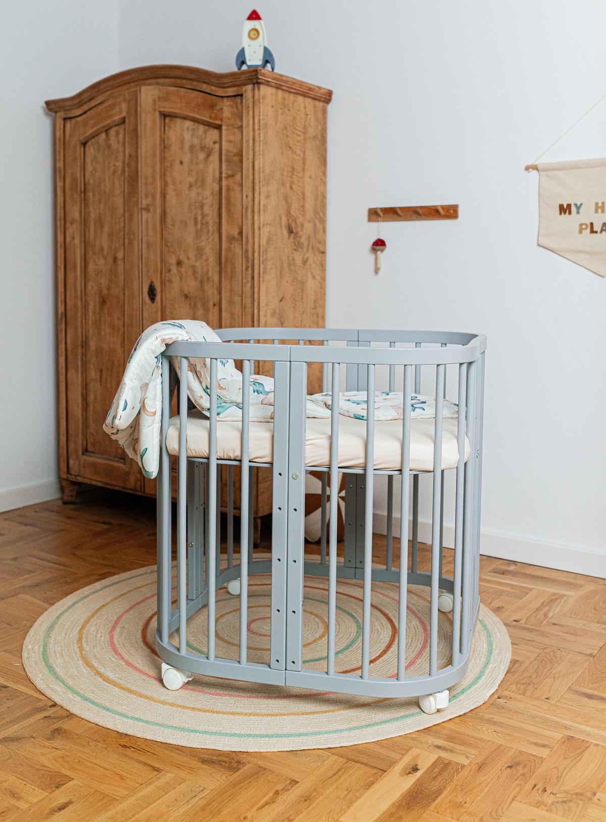 BABYBETT GREY, 7in1 mit Matratze - Grau, Holz (73/123cm) - waldin