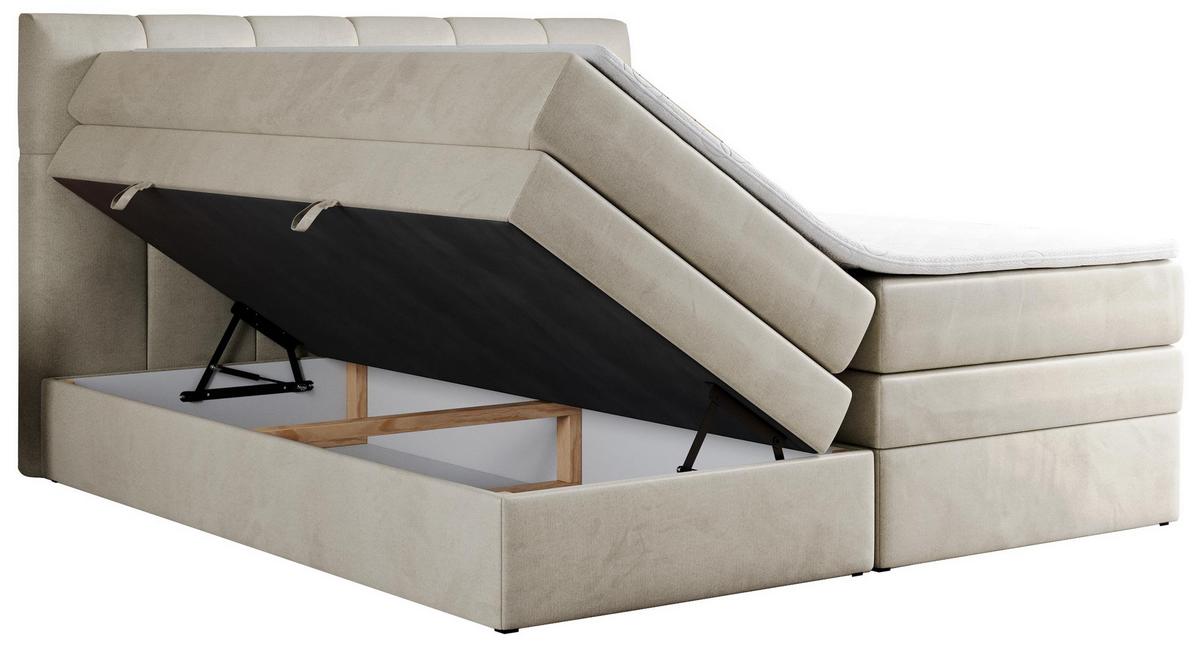 BOXSPRINGBETT ALVIN KING 120/200 Beige Velvet - H4 - Beige, Holz/Textil (120/200cm) - MKS