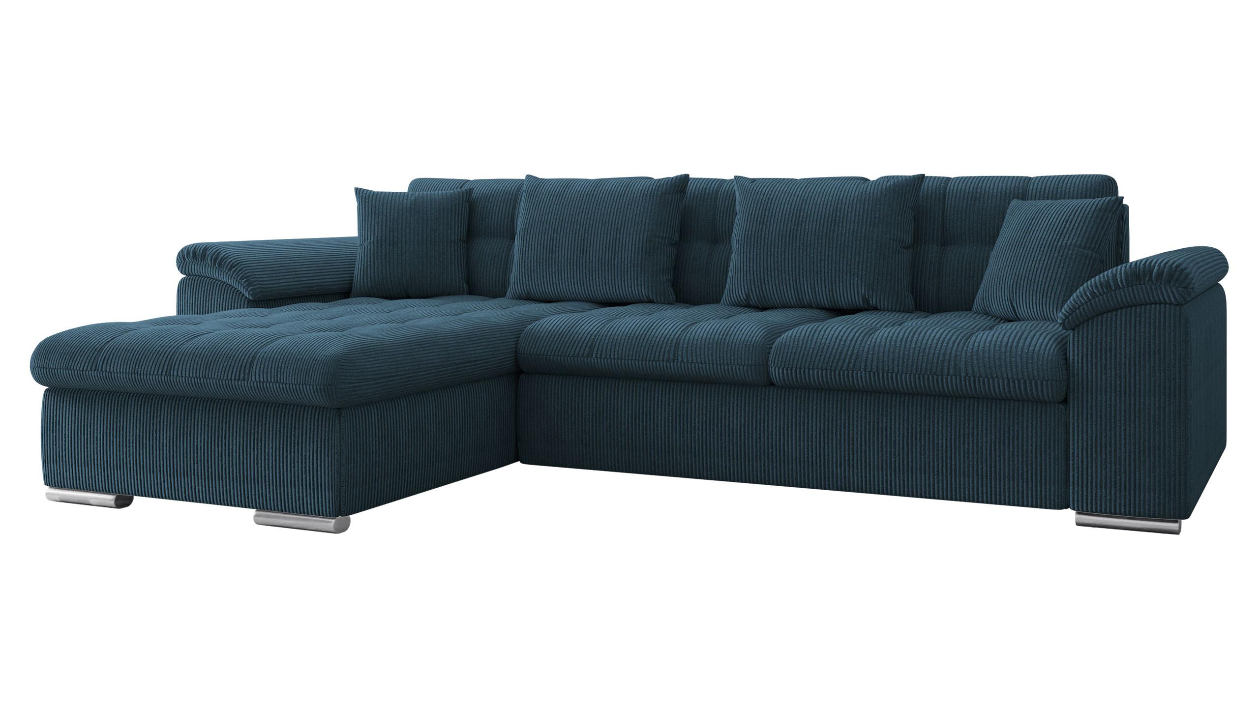 ECKSOFA Diana Cord, Seite: Links - Dunkelblau, Holz/Textil (280/160cm) - MIRJAN24