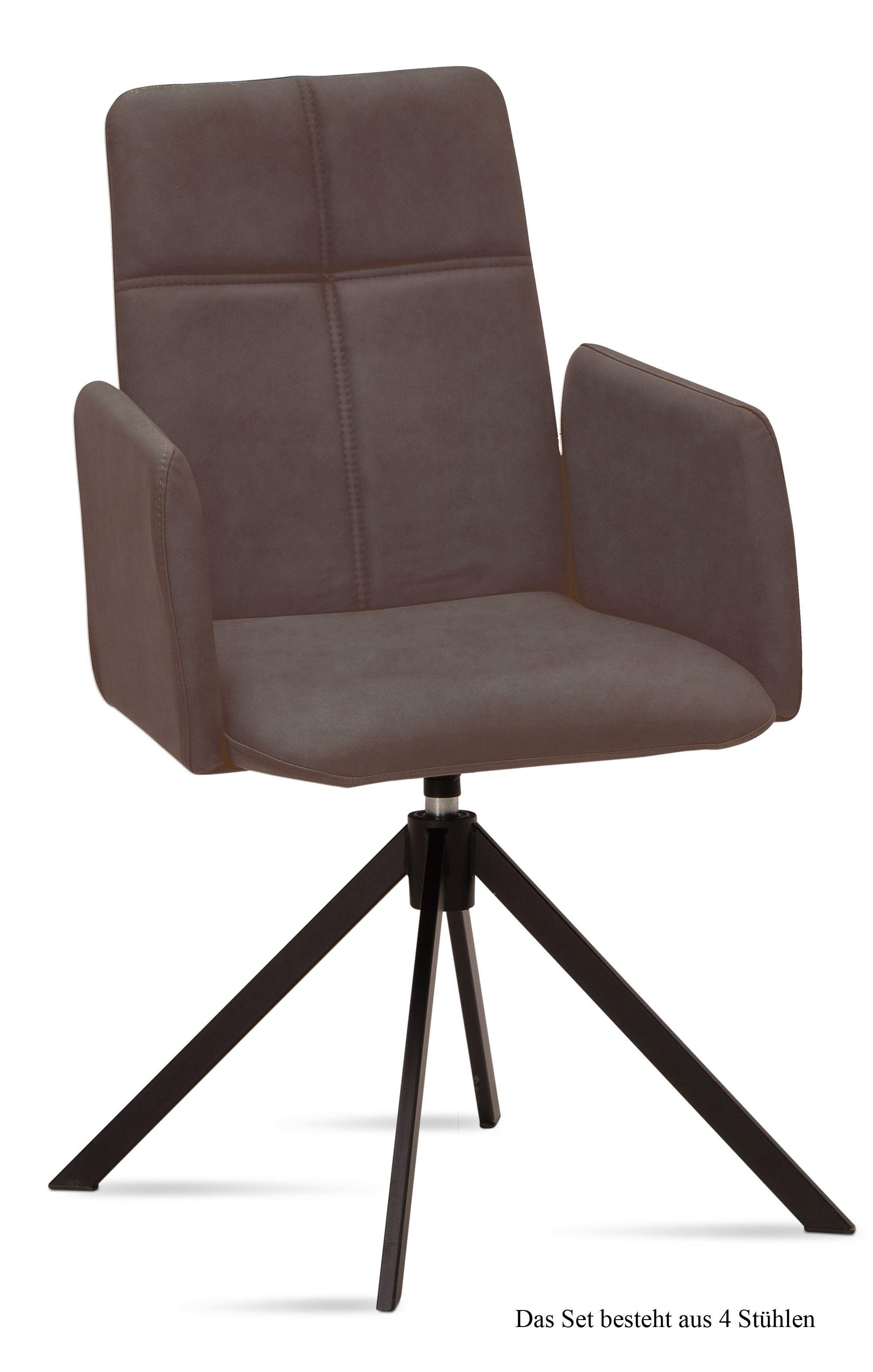 ARMLEHNSTUHL drehbar (4er-Set) Debera 52x92x60 Schwarz/Braun - Schwarz/Braun, Kunststoff (60/92/52cm) - 58aufmkessel