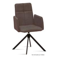 ARMLEHNSTUHL drehbar (4er-Set) Debera 52x92x60 Schwarz/Braun - Schwarz/Braun, Kunststoff (60/92/52cm) - 58aufmkessel