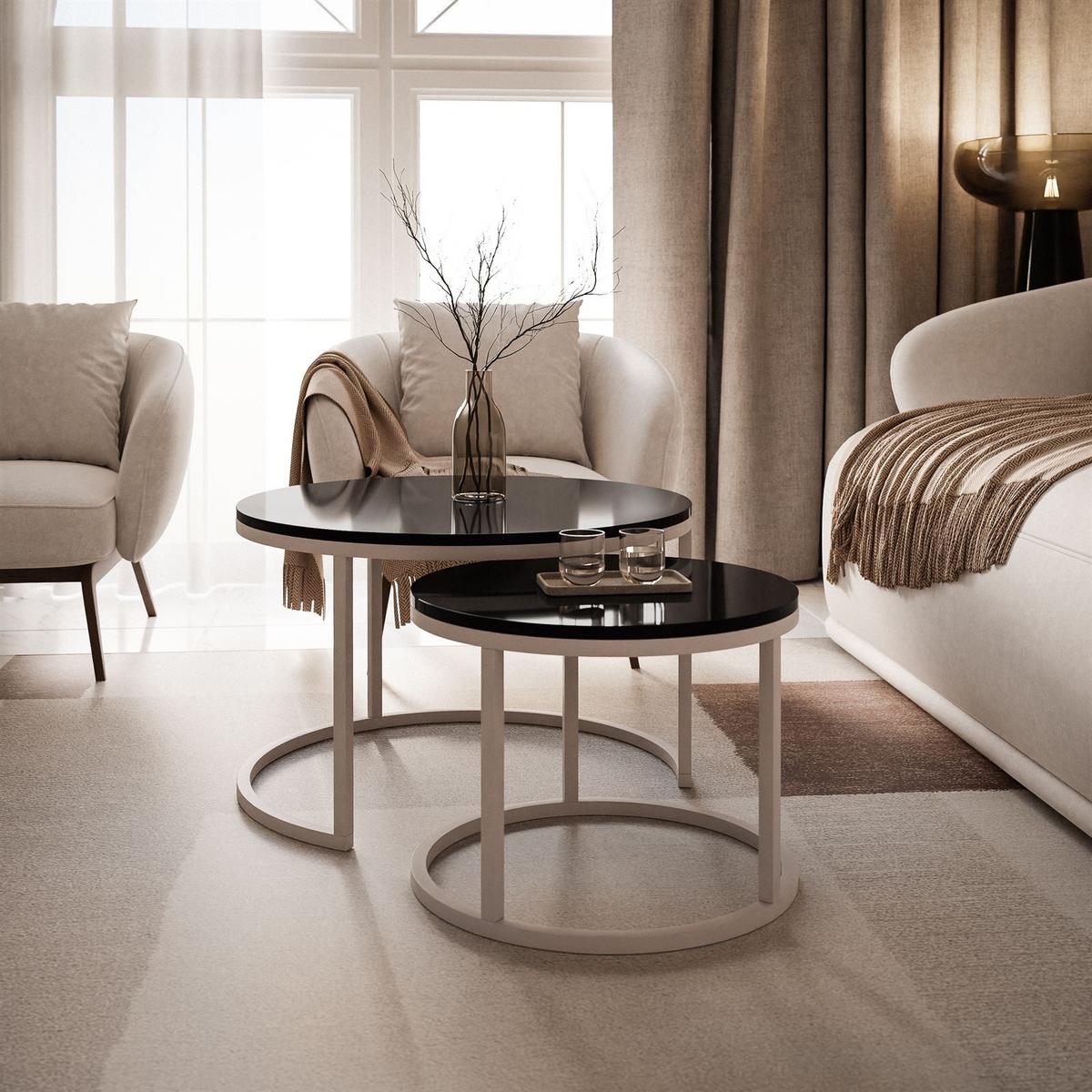COUCHTISCH CIRI 2-in-1 KASCHMIR - Beige/Schwarz, Holzwerkstoff (70/70/48cm) - Lookway