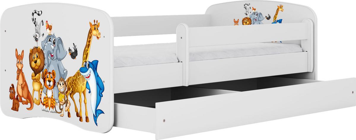 KINDERBETT Emily mit Schublade und Matratze, Weiß 70x140 cm - Braun, Holzwerkstoff (140/70cm) - WFL GROUP