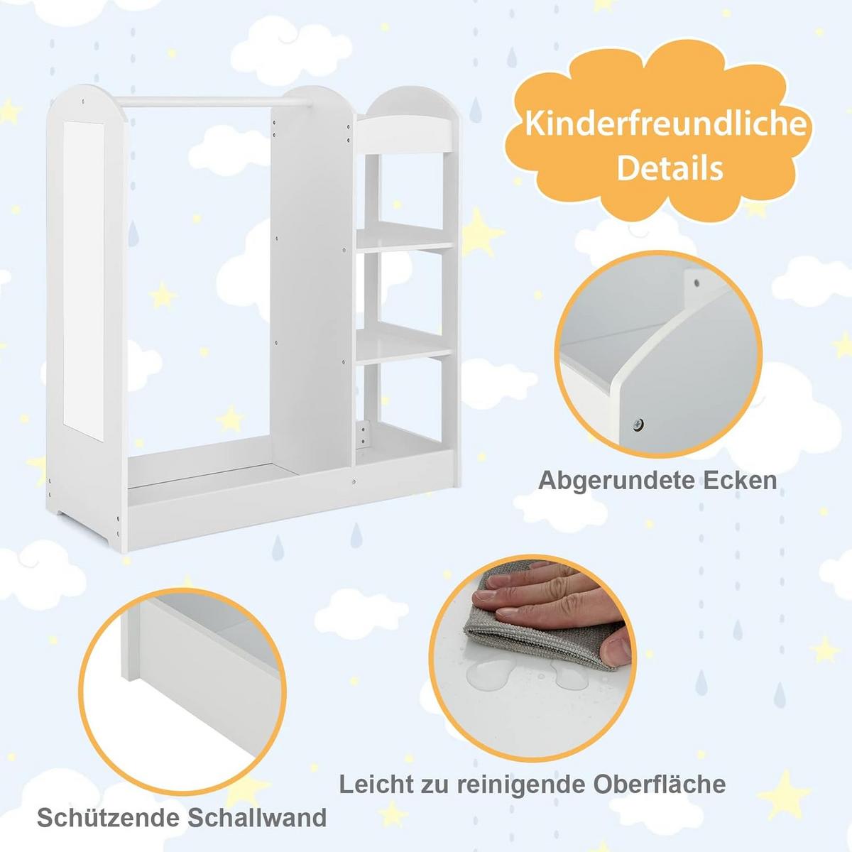 GARDEROBE Kinder Weiß - Weiß, Holz (94/100/38cm) - COSTWAY