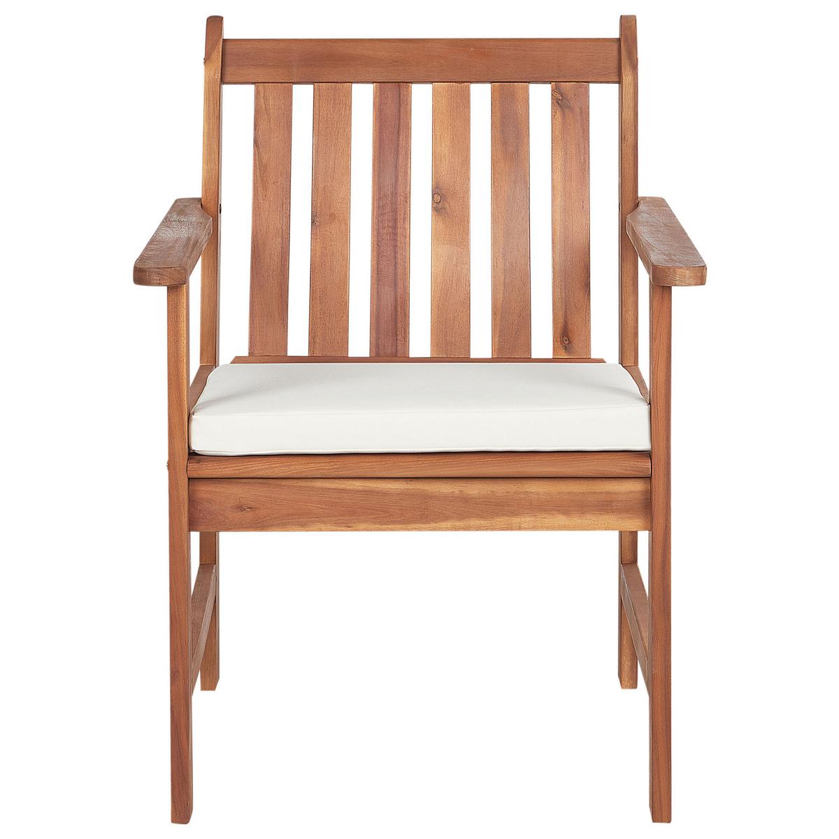 LOUNGE SET 4-Sitzer Akazienholz hellbraun Auflagen weiß Altidona - Creme, Holz - Beliani