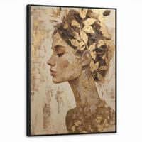 LEINWAND Bilder mit Rahmen - Frau - Gold - Abstrakt - Textur - 70x100 - Goldfarben, Textil (70/100cm) - MuchoWow
