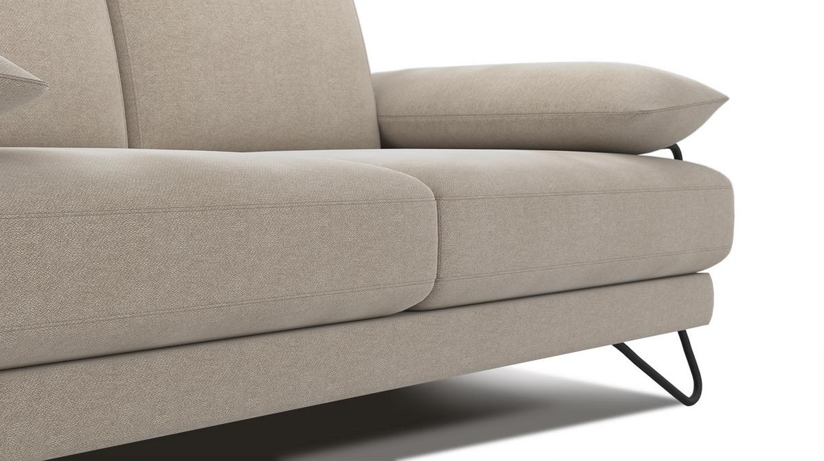 SOFA LORI 2-Sitzer, creme - Creme/Schwarz, Holzwerkstoff/Textil (185/87/96cm) - Wozimo
