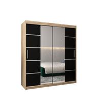 SCHWEBETÜRENSCHRANK 200/180/62 2-türig - Silberfarben/Schwarz, Holz/Kunststoff (180/200/62cm) - MÖBEL KRYSPOL