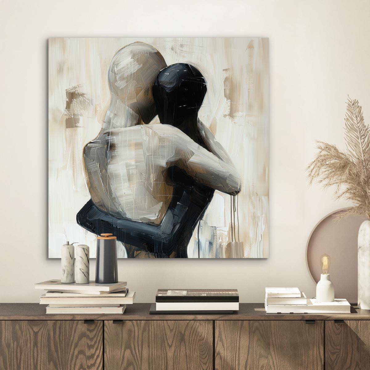 METALLBILD Abstrakt - Liebe - Schwarz und weiß - Modern 50x50 cm - Schwarz, Metall (50/50cm) - MuchoWow