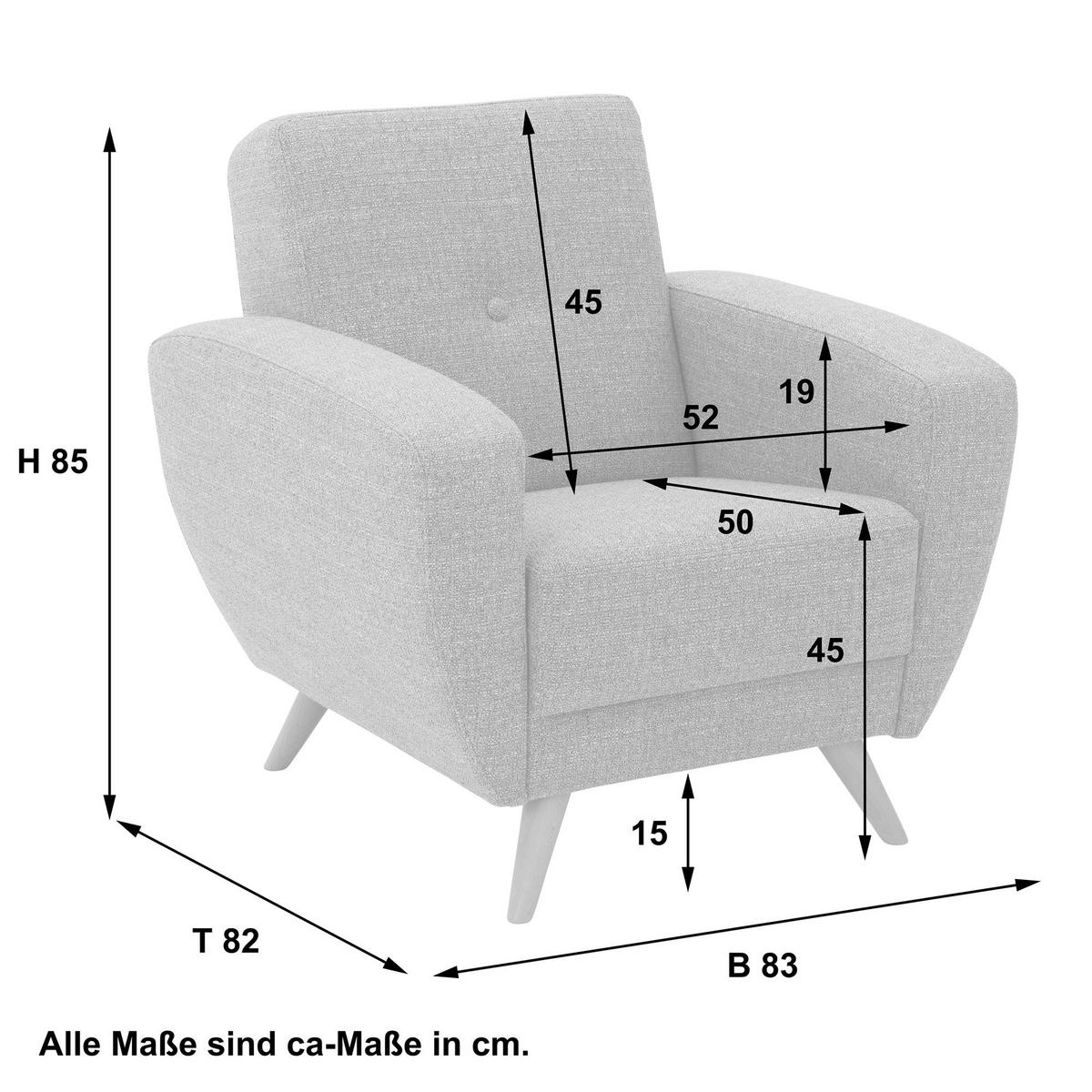 POLSTERSESSEL Kazdoia Flachgewebe grau - Grau, Kunststoff (82/85/83cm) - 58aufmkessel