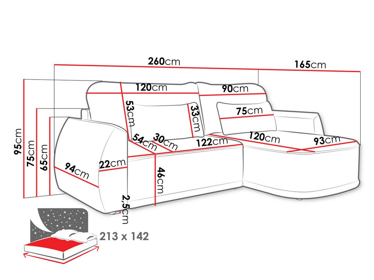 ECKSCHLAFSOFA Lorenzo - Graphitfarben/Schwarz, Holz/Kunststoff (260/165cm) - MIRJAN24