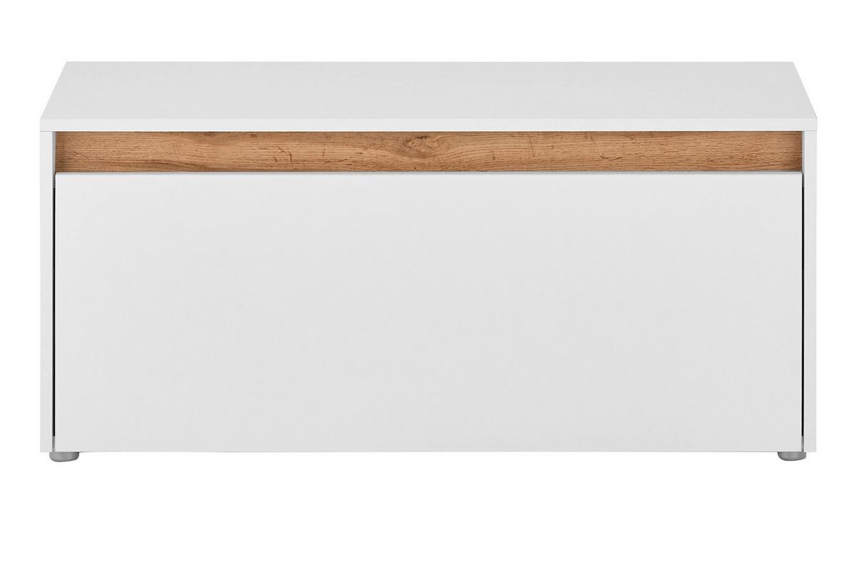 GARDEROBENBANK weiß, Eiche Wotan 100 cm, Schuhbank mit Sitzkissen - Eiche Wotan/Silberfarben, Holzwerkstoff/Kunststoff (100/45/40cm) - Furn.Design
