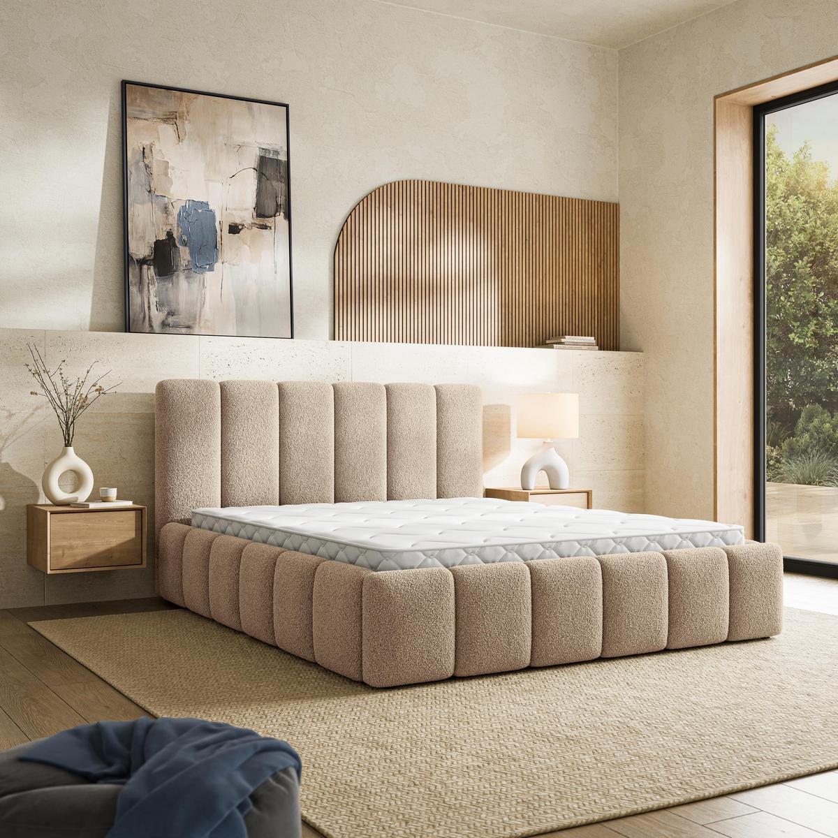 POLSTERBETT RANIS 180x200 cm mit Bettkästen - Beige - Beige, Holz/Textil (180/200cm) - MASSENO