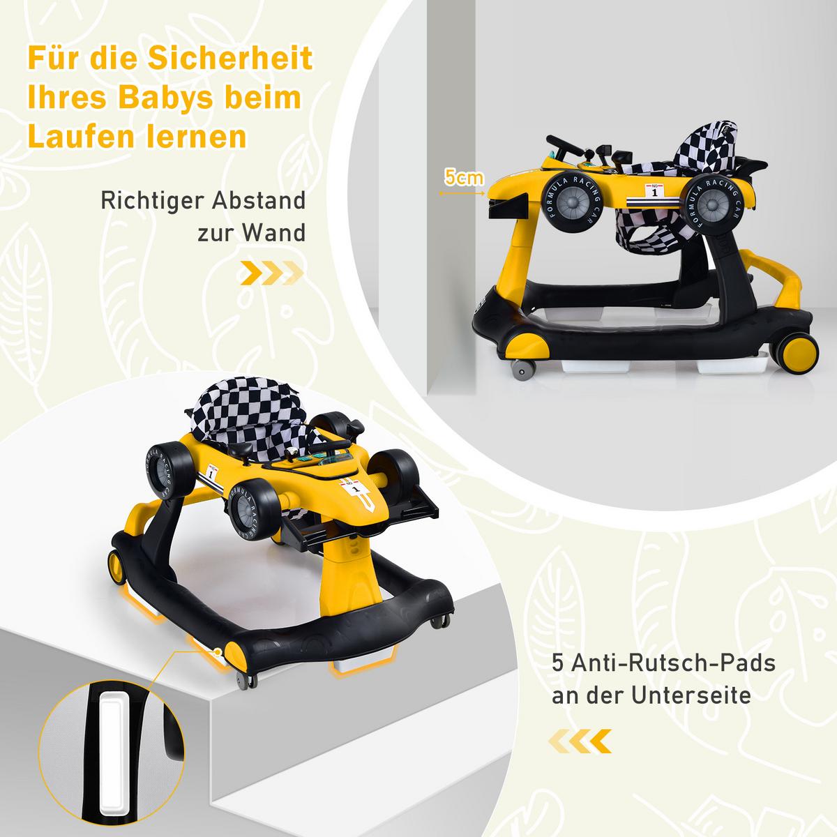 LAUFLERNWAGEN Klappbar Gelb - Gelb, Kunststoff (76/56/64cm) - COSTWAY