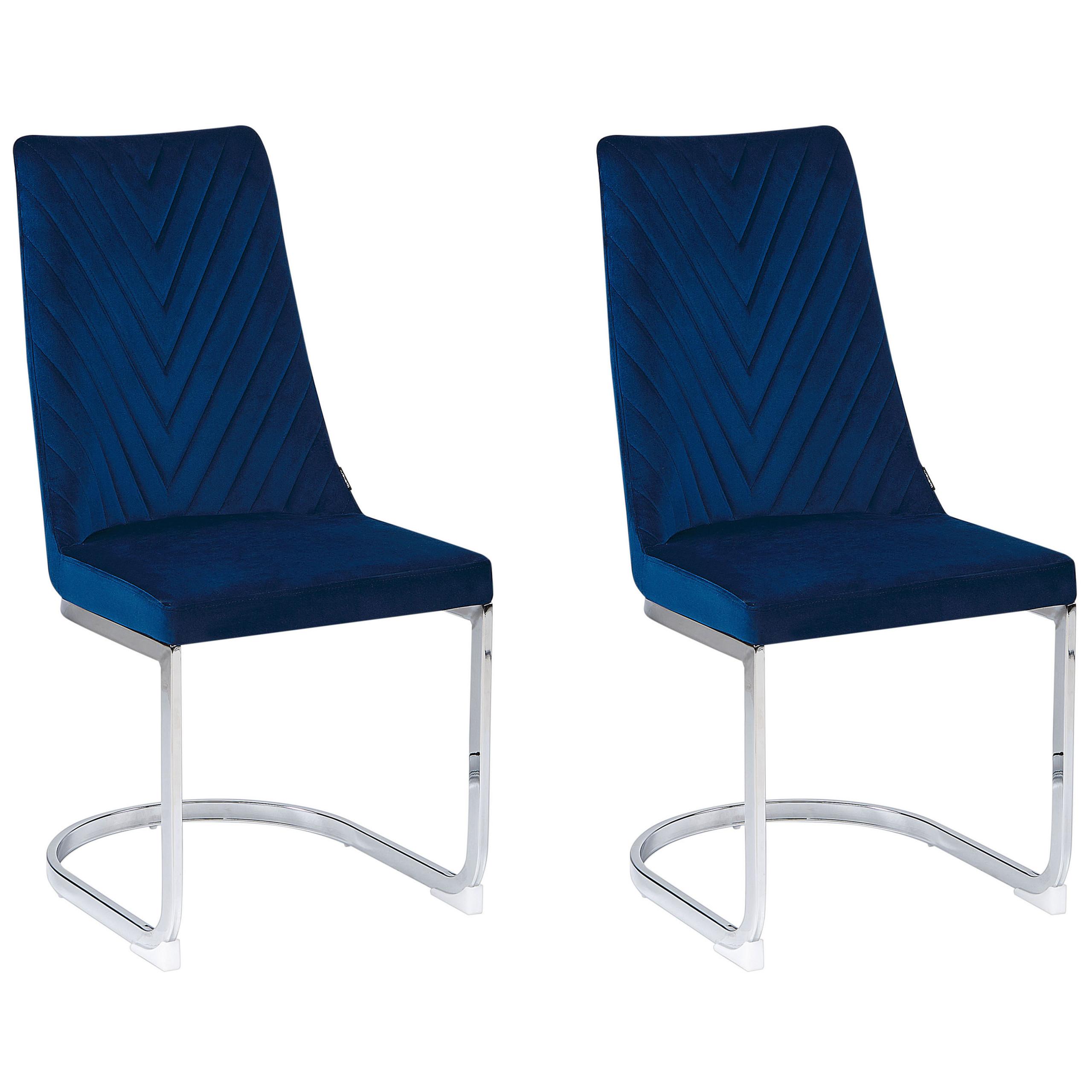 ESSZIMMERSTUHL 2er-Set Samtstoff kobaltblau Altoona - Blau/Silberfarben, Textil (46/96/58cm) - Beliani