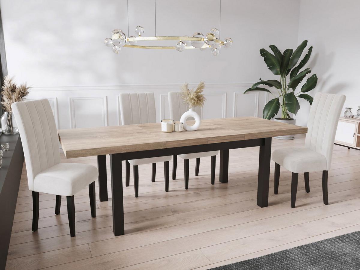 ESSTISCH Gemini rechteckig ausziehbar, Sonoma Eiche 200-300/100/78 cm - Schwarz/Sonoma Eiche, Holz/Holzwerkstoff (100/300/78cm) - WFL GROUP