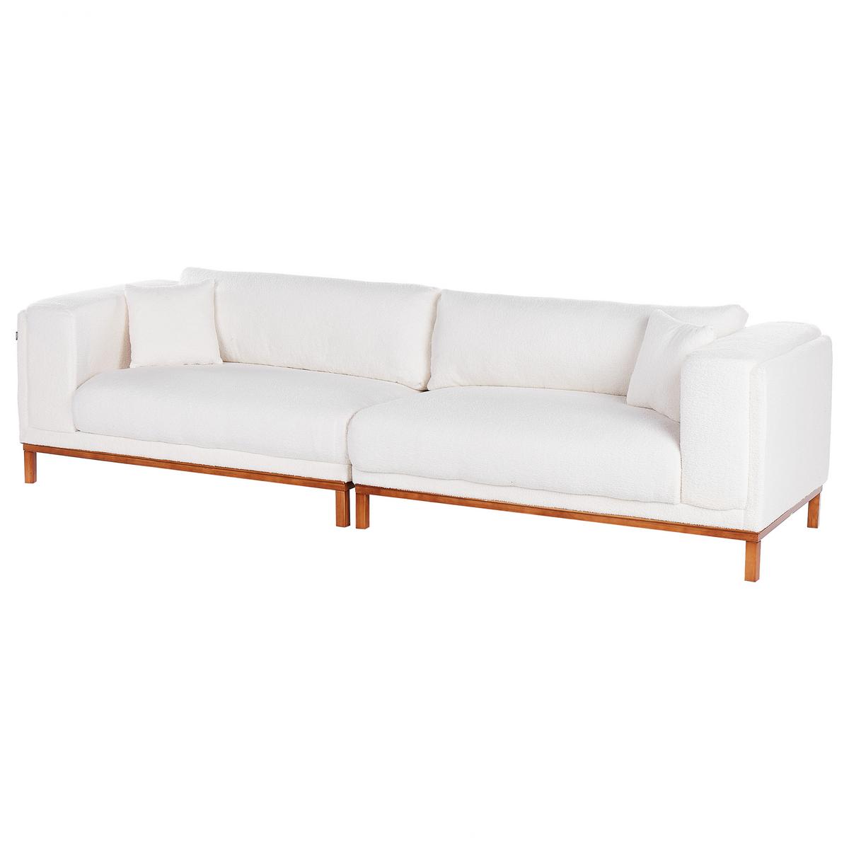 4-SITZER-SOFA Bouclé Cremeweiß Veng - Creme/Weiß, Textil (308/79/90cm) - Beliani