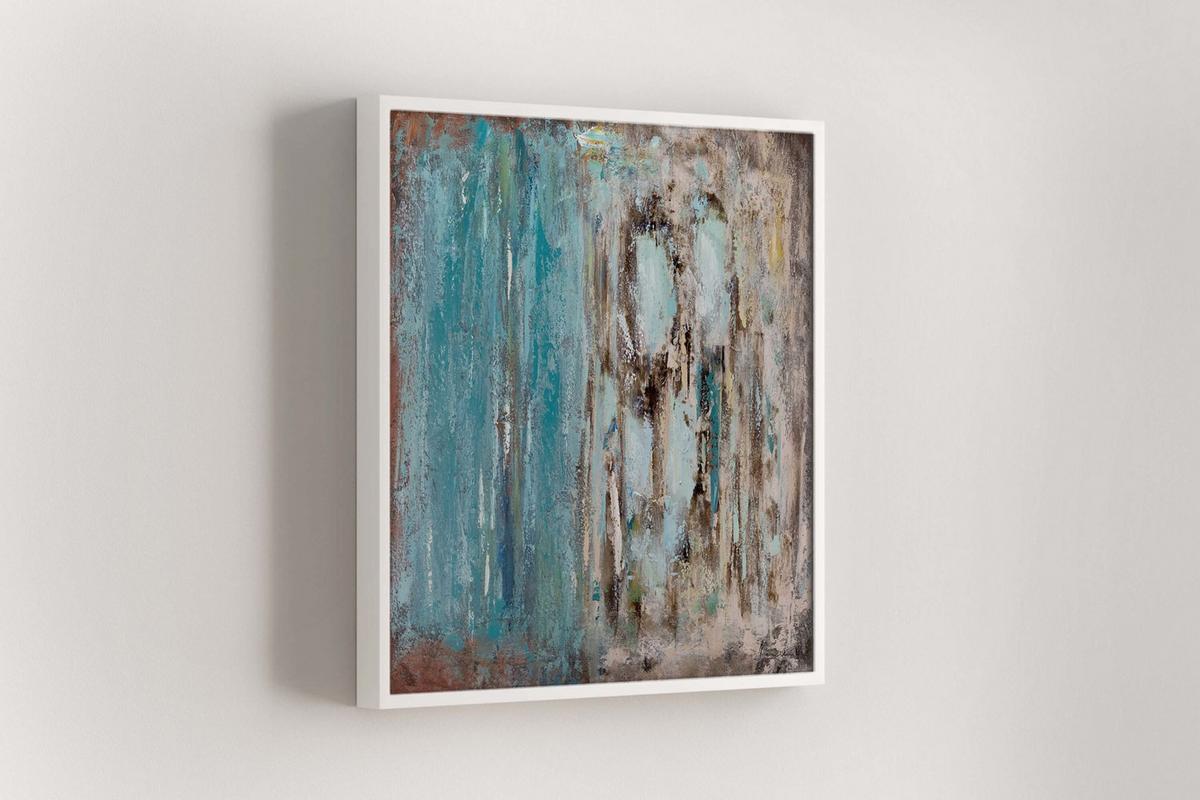 ÖLGEMÄLDE 80/80 cm - Blau/Braun, Holz/Textil (80/80cm) - KUNSTLOFT
