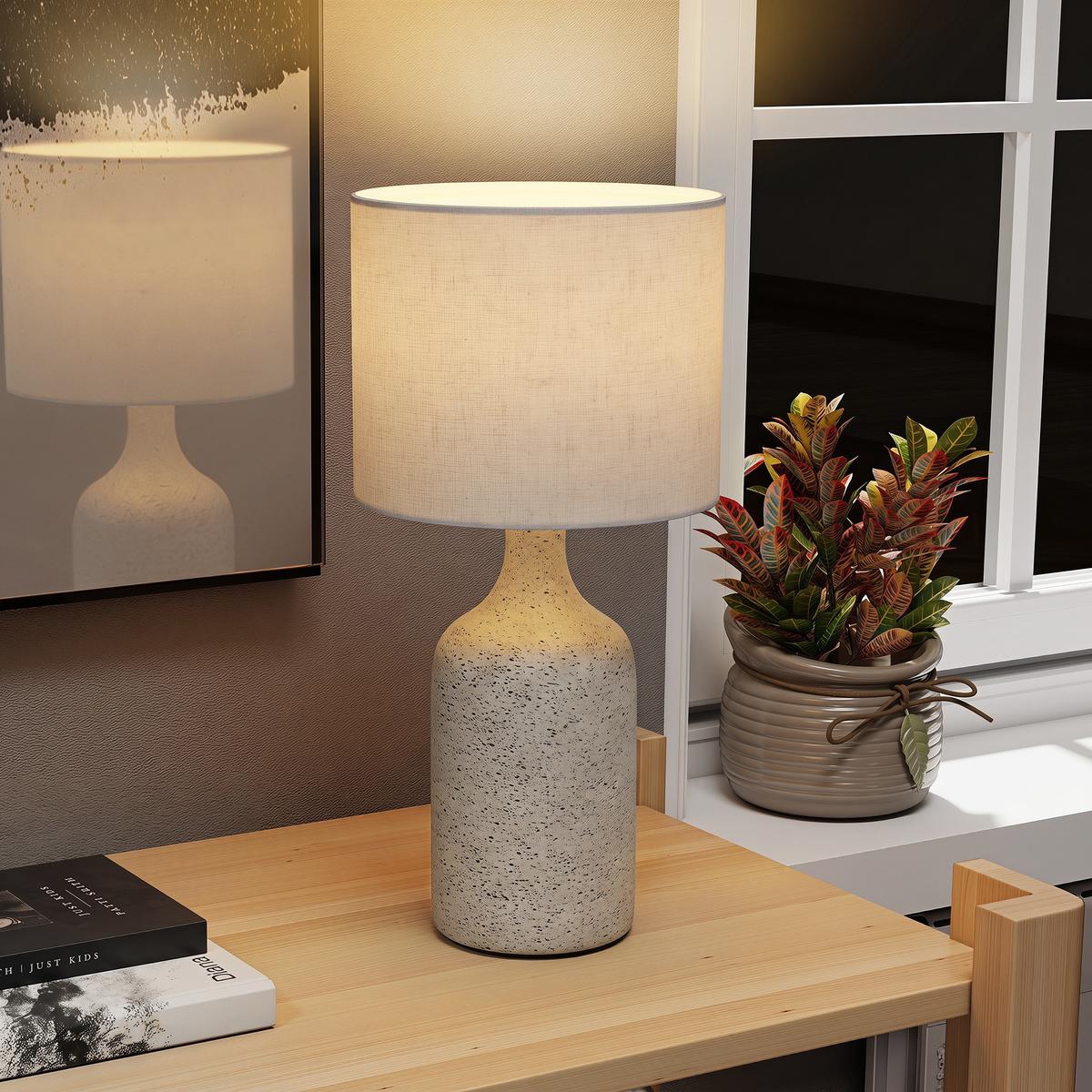 TISCHLAMPE Keramik Leinen Beige - Beige, Keramik (22/22/45cm) - HOMCOM