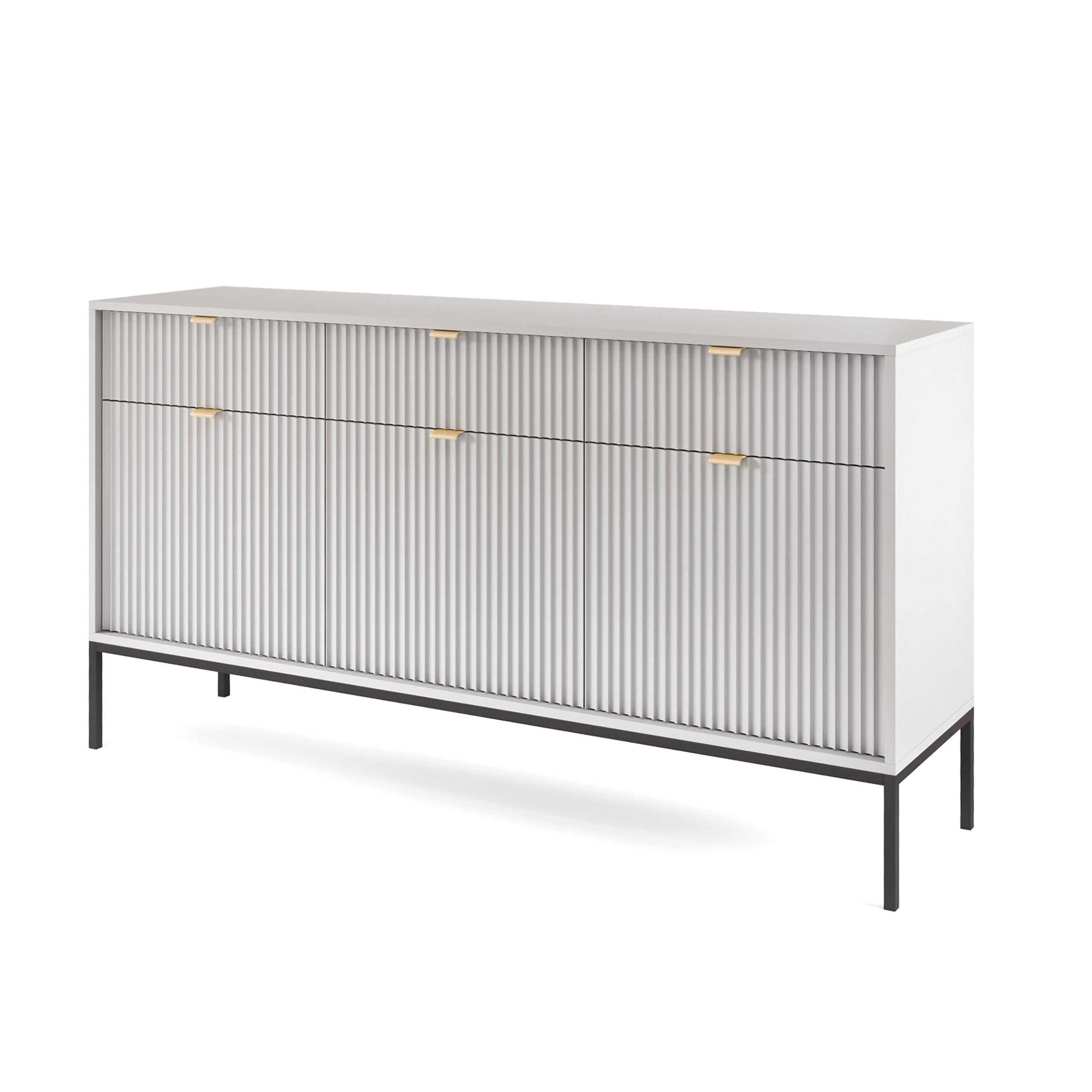SIDEBOARD STELLARE 154/83/39 cm mit 3 Schubladen 3 Türen Grau - Grau, Holzwerkstoff (154/83/39cm) - MASSENO