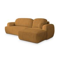 ECKSOFA MODENZA P R-S Gelb Kordstoff mit Schlaffunktion - Gelb/Schwarz, Holz/Kunststoff (266/148cm) - MASSENO