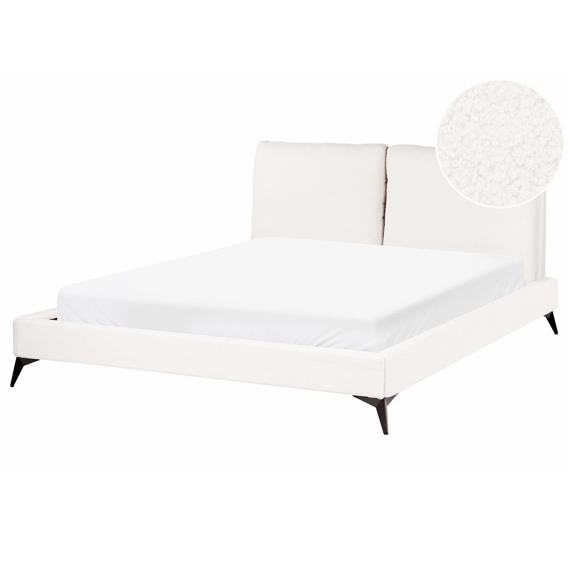 POLSTERBETT mit Lattenrost 160x200 cm Weiß Melle - Creme, Textil (160/200cm) - Beliani