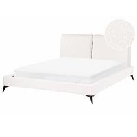 POLSTERBETT mit Lattenrost 160x200 cm Weiß Melle - Creme, Textil (160/200cm) - Beliani