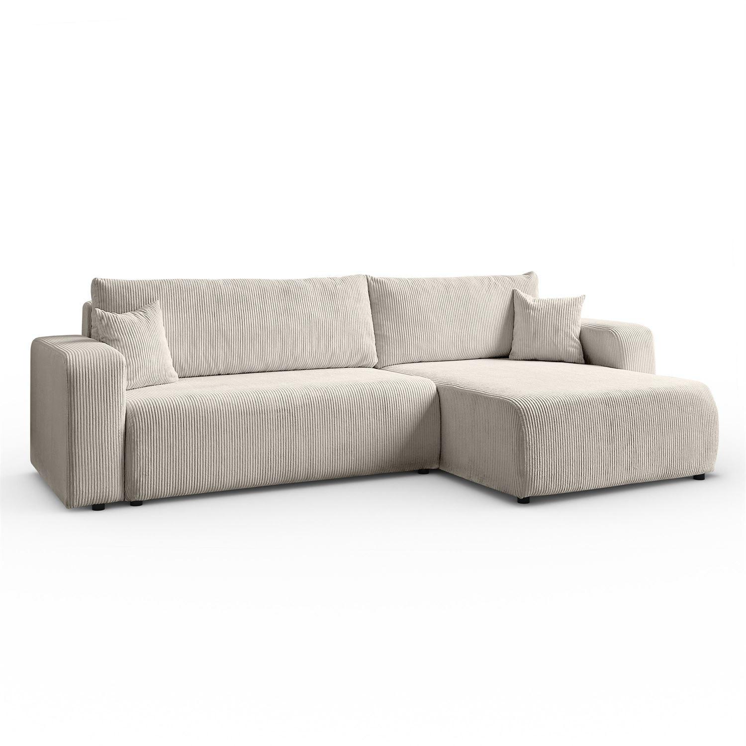 ECKSOFA Gepolstertes PRESTIGE XL mit Schlaffunktion und Bettkasten, Poso 100 - Ecru, Textil (277/143cm) - Lookway