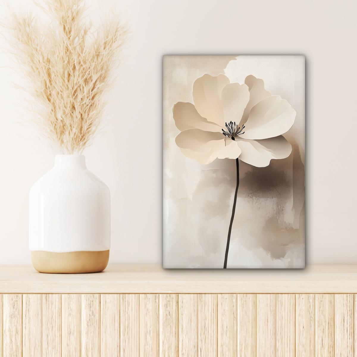LEINWANDBILD Blume - Beige - Farbe - Schatten Deko Wohnzimmer 20x30 cm - Creme, Textil (20/30cm) - MuchoWow
