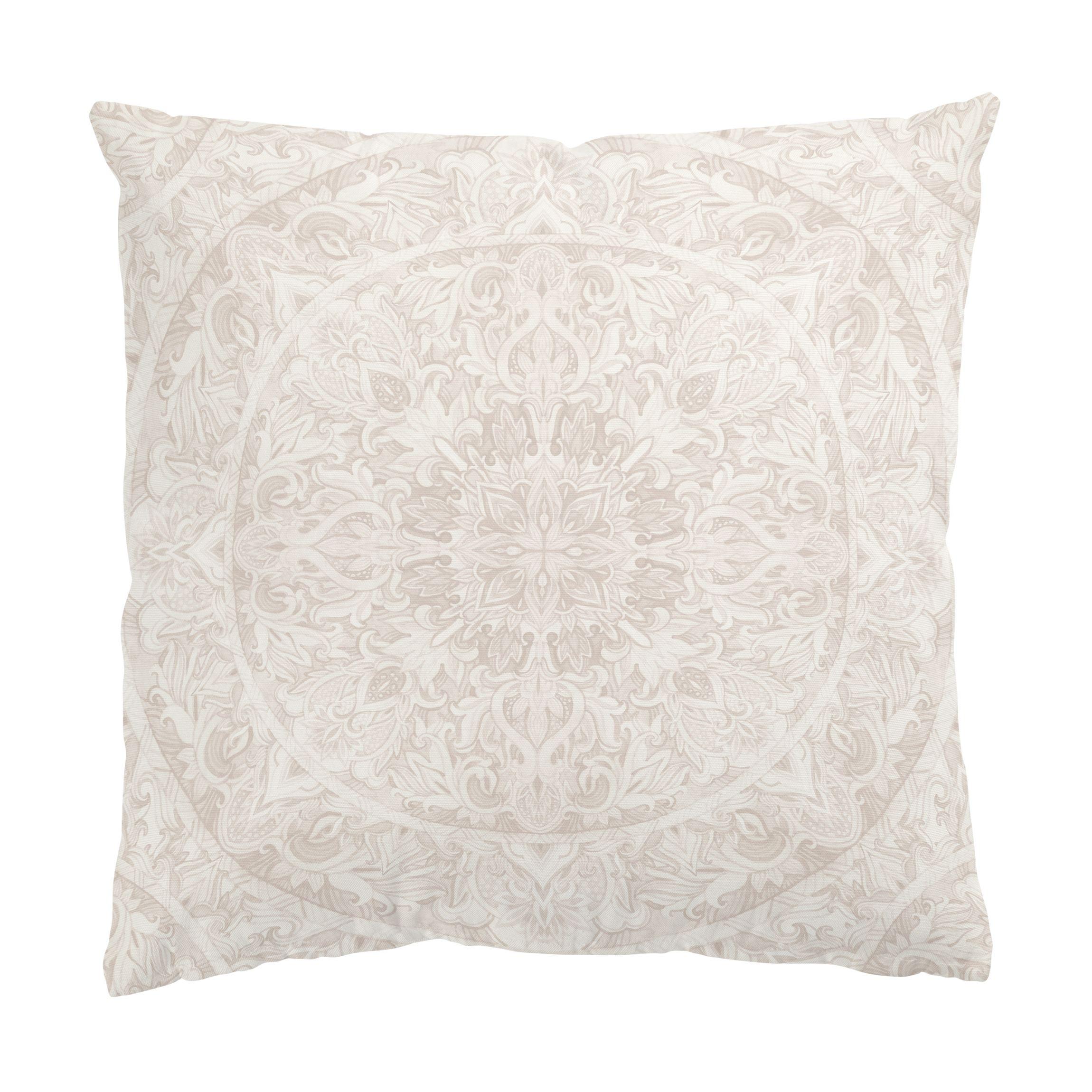 DEKOKISSEN Mandala Aquarell Ornament beige 50/50 cm - Beige, Textil (50/50/10cm) - Bilderwelten