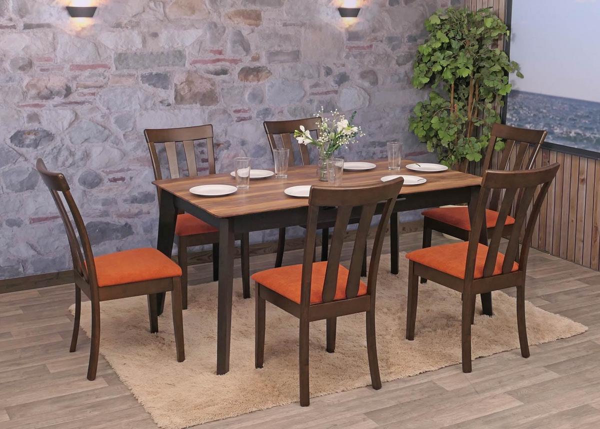 ESSZIMMERSTUHL Orange, Dunkelbraun 6er-Set - Dunkelbraun/Orange, Holz (42/96/58cm) - MCW