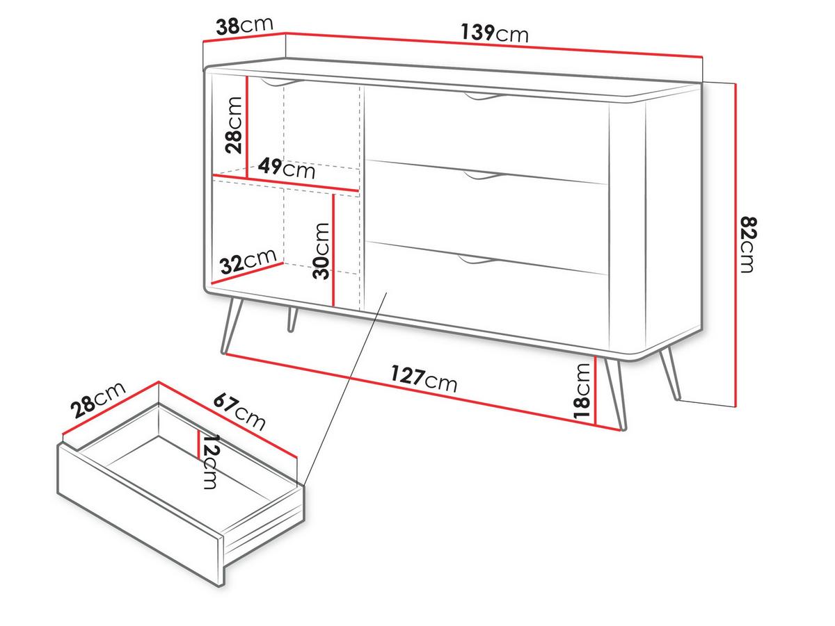 SIDEBOARD Lante 1D3S - Goldfarben/Weiß, Holzwerkstoff/Metall (139/82/38cm) - MIRJAN24