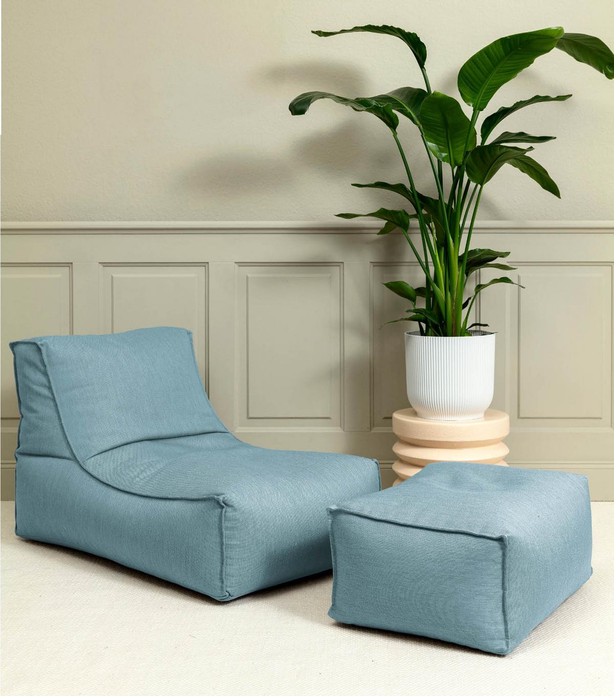 OUTDOOR POUF mit Hülle Der Ruhestifter - Blau, Textil (60/35/50cm) - Mokebo