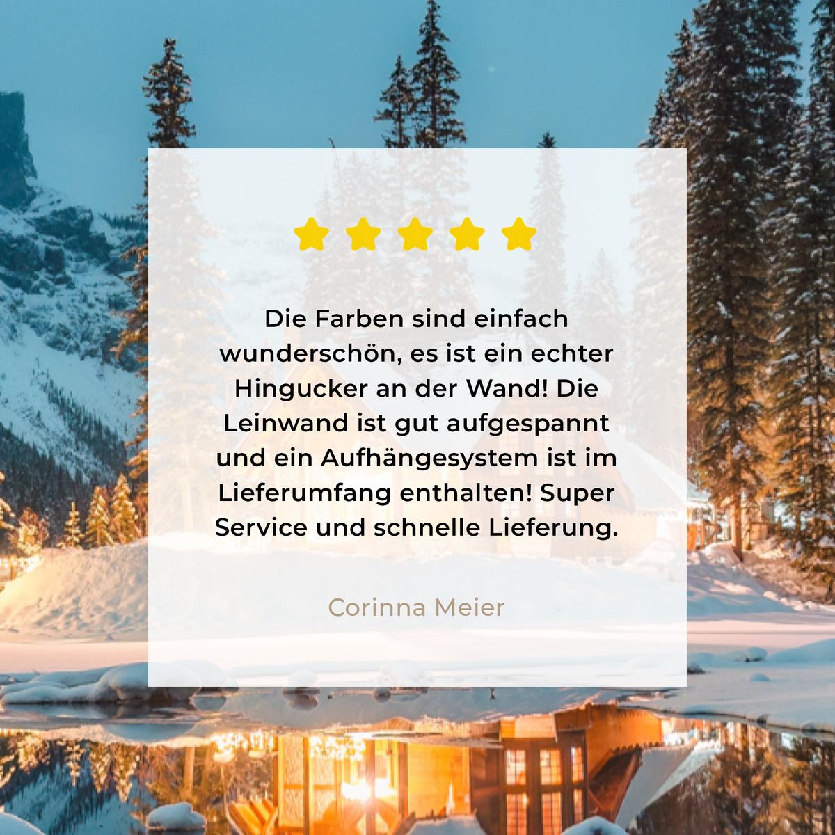 LEINWANDBILD Winterlandschaft - Natur - Haus - Berge - Schnee Deko XXL 80x120 cm - Hellblau, Textil (80/120cm) - MuchoWow