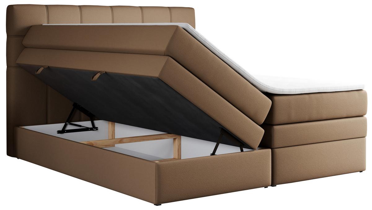 BOXSPRINGBETT ERNI KING 140/200 Braun Kunstleder - H3 - Braun, Holz/Textil (140/200cm) - MKS