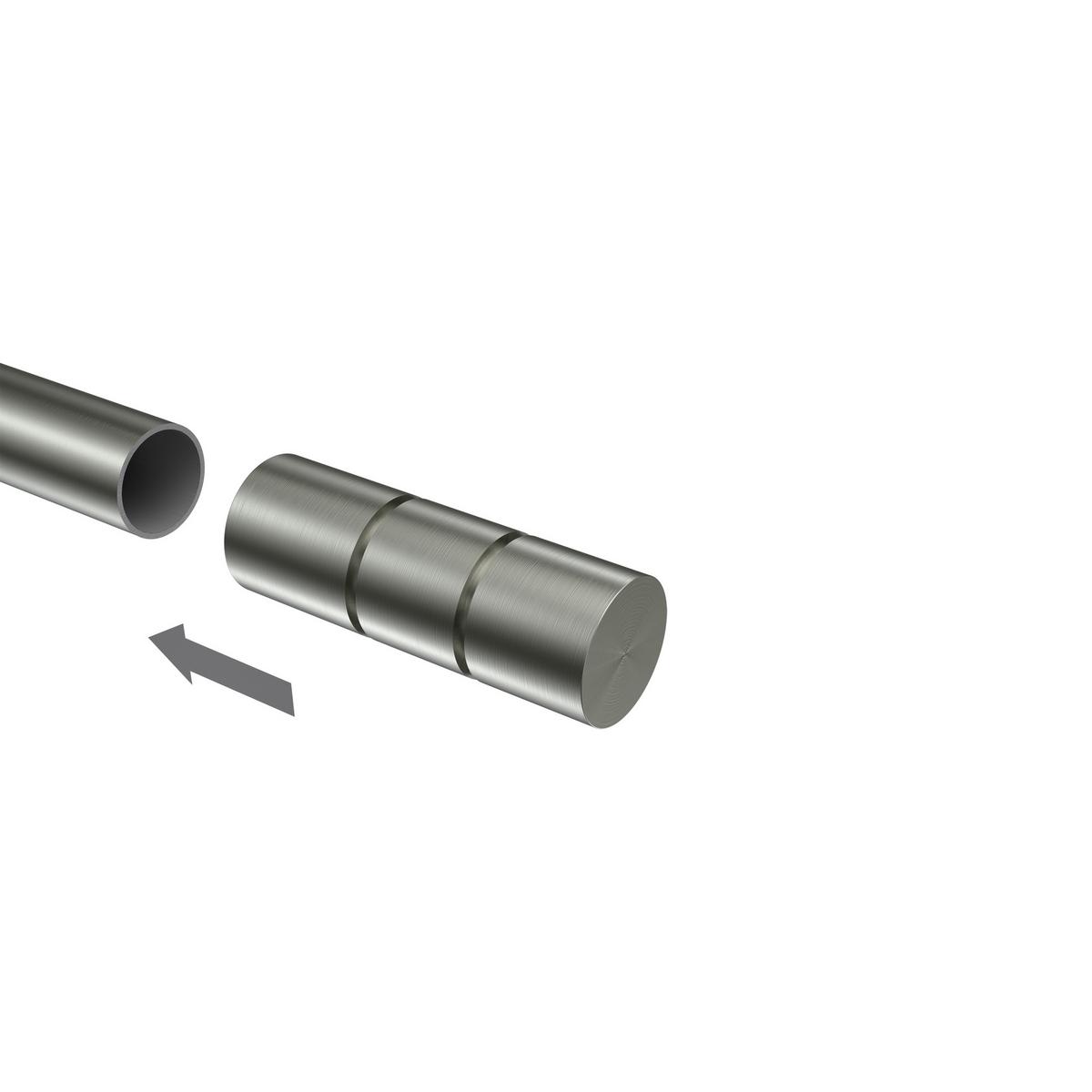 ENDSTÜCKE FÜR GARDINENSTANGEN 20 mm Ø, Elanto Edelstahl-Optik, Packung 2 Stück - Edelstahlfarben, Metall (6.4/2.4/2.4cm) - INTERDECO