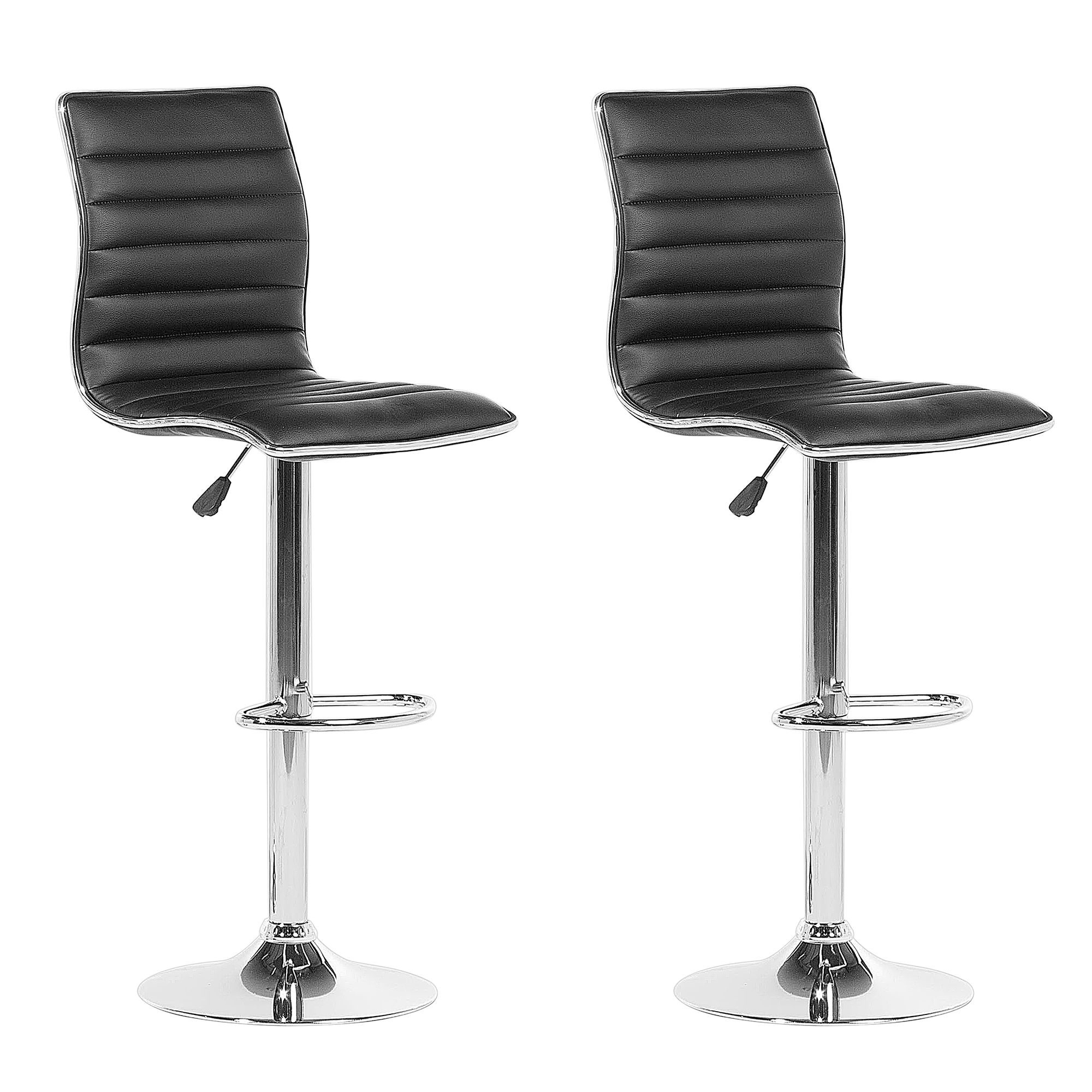 BARHOCKER 2er-Set Kunstleder Schwarz Lucerne - Schwarz, Textil/Metall (40/116/39cm) - Beliani