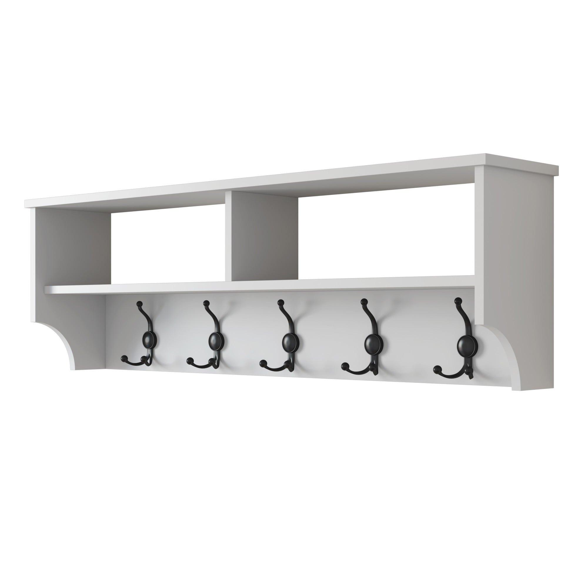 GARDEROBE mit 2 fächern und 5 haken 22,2/120/37,2 cm - Weiß, Holzwerkstoff (22.2/37.2/27cm) - Calicosy
