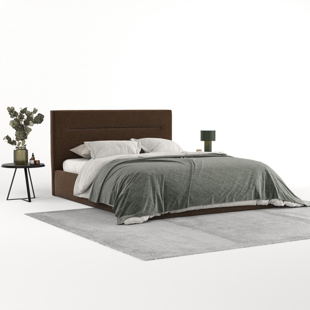 POLSTERBETT Liline 140/200 cm Braun im Inari Stoff - Schwarz/Naturfarben, Holz/Holzwerkstoff (140/200cm) - AltaBeds