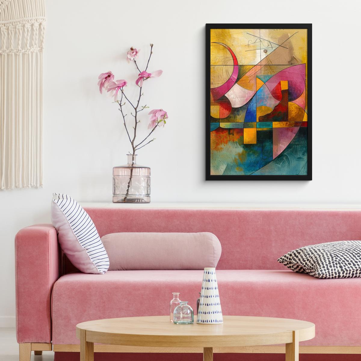 POSTER MIT RAHMENGERAHMTES BILD Kunst - Abstrakt - Modern Bilder mit Rahmen 40x60 cm - Gelb, Papier (40/60cm) - MuchoWow