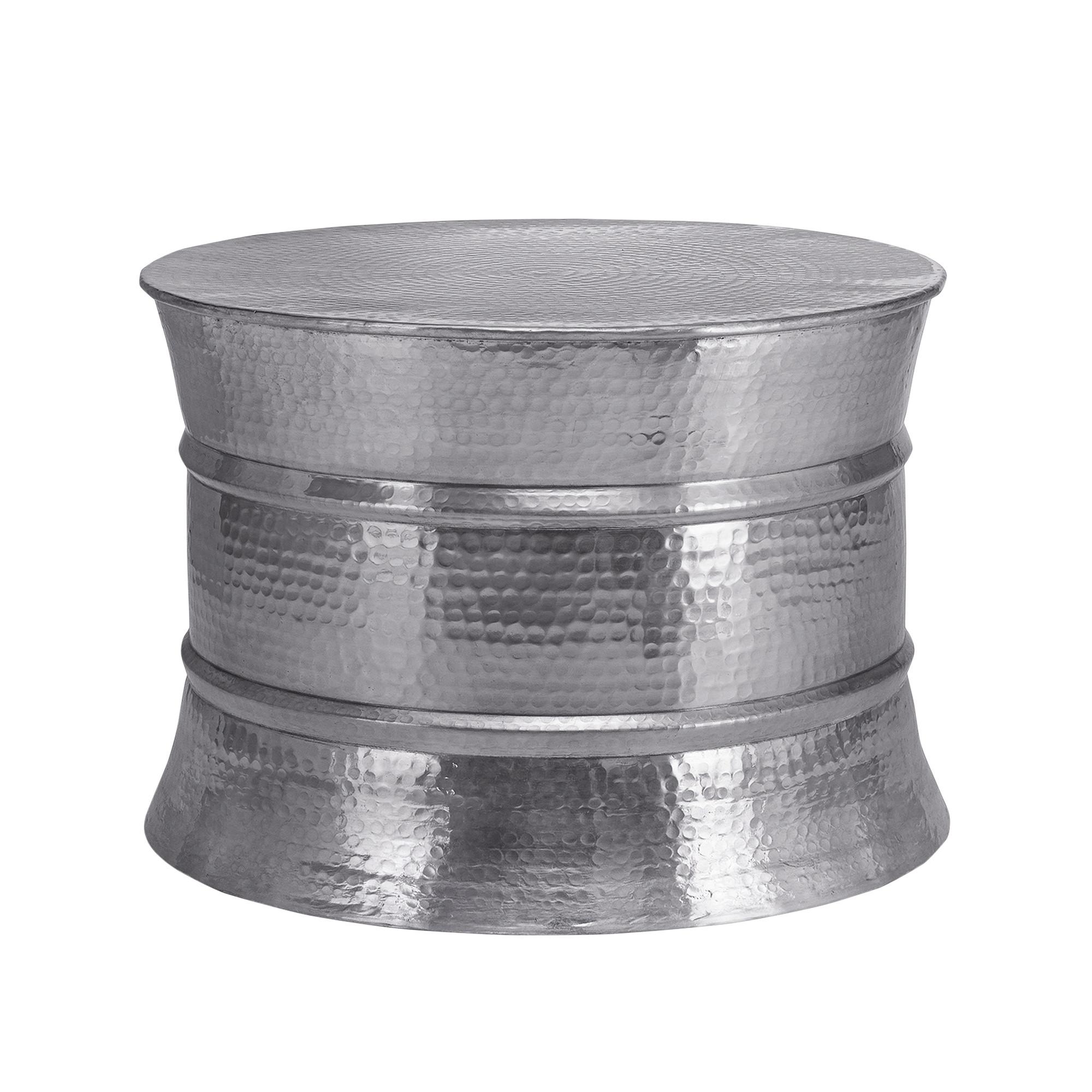 COUCHTISCH rund Ø62x33 cm Silber aus Aluminium Hammerschlag Design - Grau, Metall (62/62/33cm) - WOMO-DESIGN