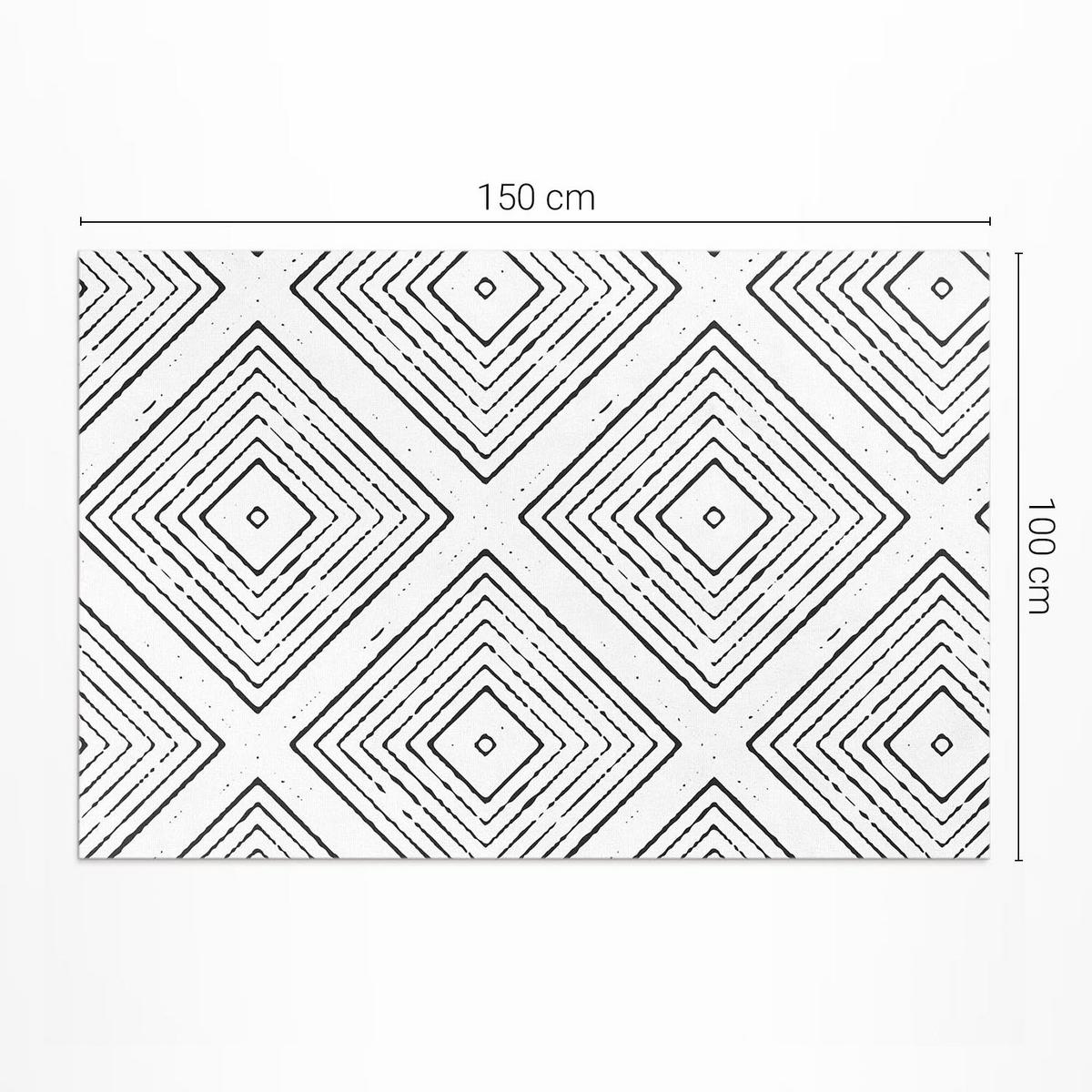 TEPPICH 100x150 cm Regelmäßige Quadrate Boho Muster - Weiß, Kunststoff (100/150cm) - Wallfluent
