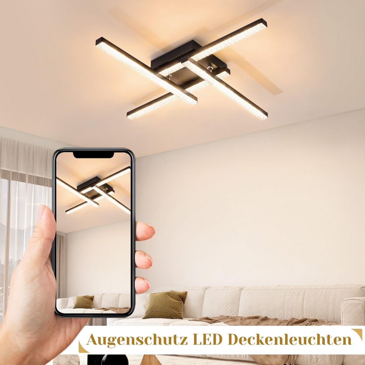 LED-DECKENLEUCHTE Wagner 46/46/6 cm - Schwarz, Metall (46/46/6cm) - Nettlife