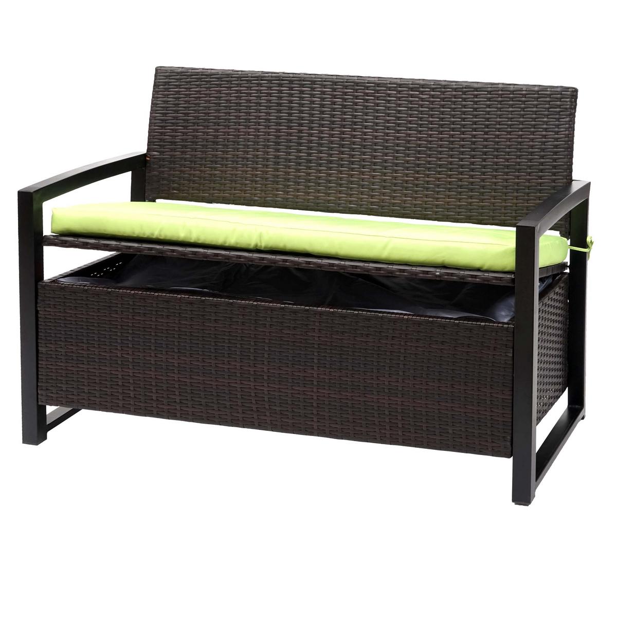 POLY-RATTAN 2ER SITZBANK Braun, Grün - Braun/Grün, Kunststoff (117/87/57cm) - MCW
