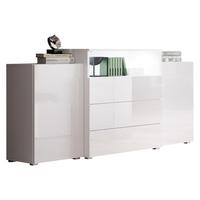 SIDEBOARD Urban III - Weiß Hochglanz/Alufarben, Holzwerkstoff/Kunststoff (150/81/39cm) - MIRJAN24