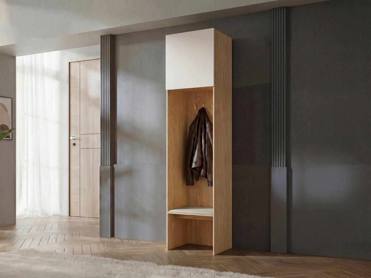 GARDEROBE MIT SITZBANK Soreno 58 L-R - Beige, Holzwerkstoff/Kunststoff (58/237/47cm) - MIRJAN24