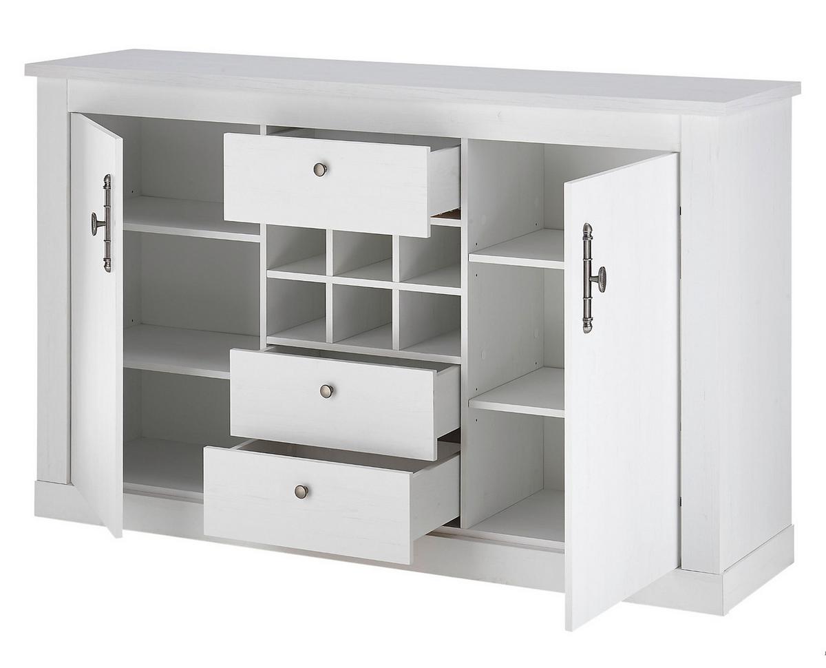 SIDEBOARD weiß Pinie Landhaus, hohe Kommode 166 x 100 cm, Soft-Close-Funktion - Weiß, Holzwerkstoff/Kunststoff (169/104/45cm) - Furn.Design