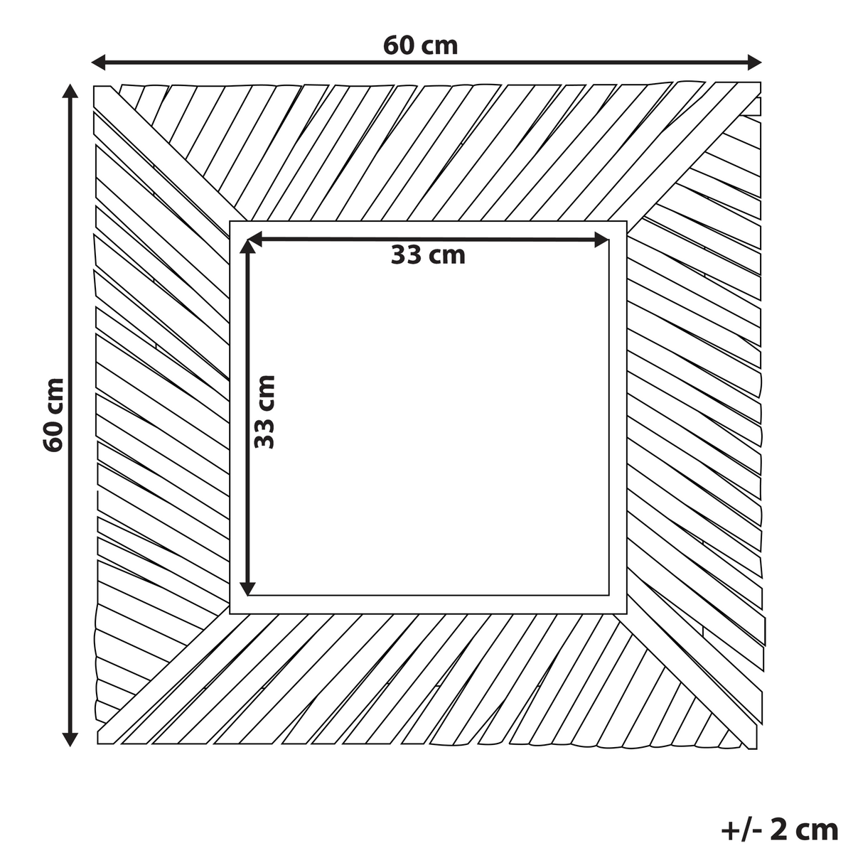 WANDSPIEGEL Holz hellbraun quadratisch 60/60 cm Kanab - Hellbraun, Holz (60/60/5cm) - Beliani
