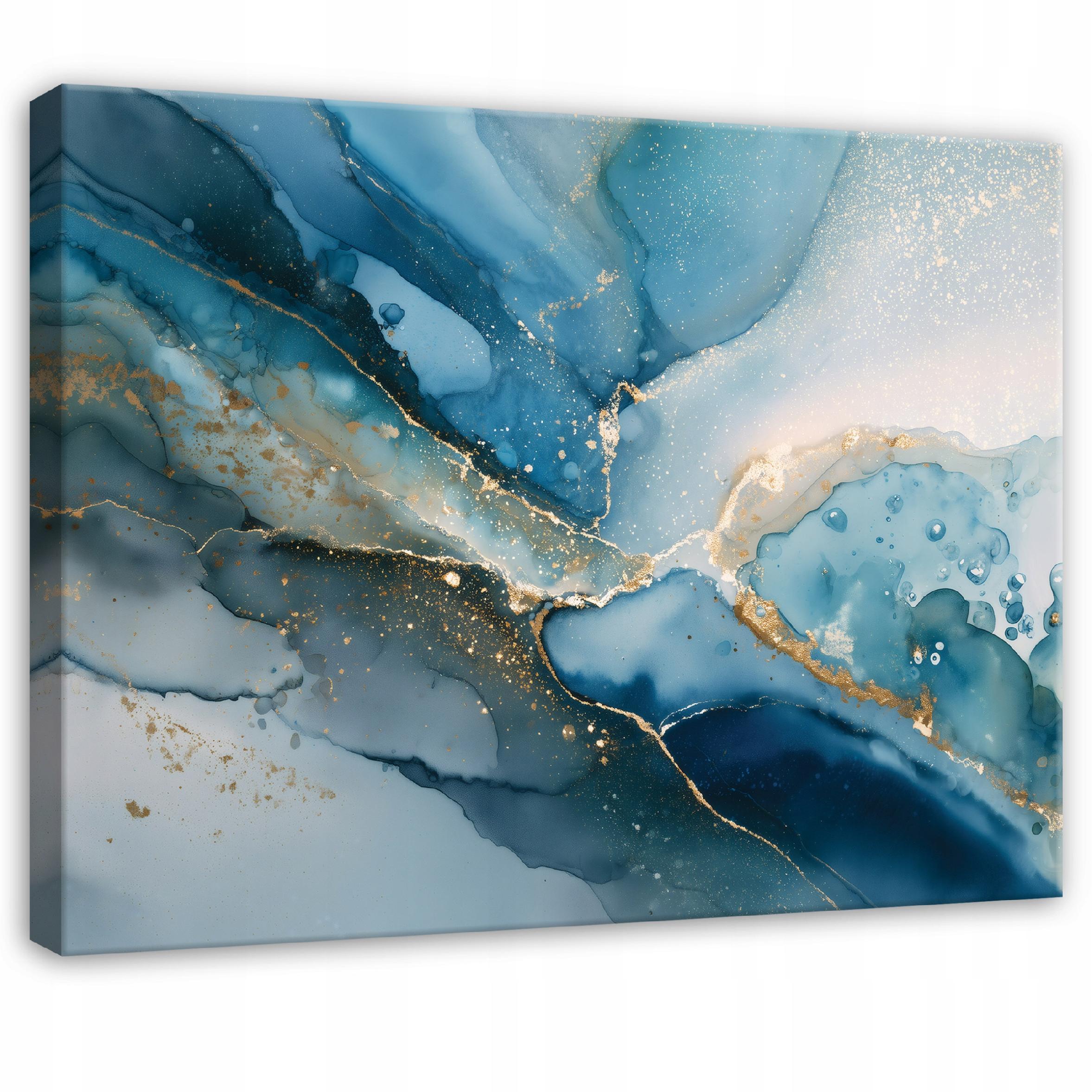 LEINWANDBILD Marmor Struktur Blau 120x80 cm - Multicolor, Holzwerkstoff (120/80cm) - Wallarena