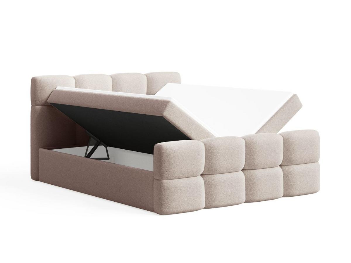 BOXBETT Rivon 160x200 Bouclé-Stoff Beige - Beige, Holz/Textil (160/200cm) - Graingold